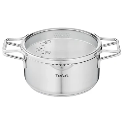 Image of Tefal H8524435 Nordica Cooking Pot with lid, Stainless Steel, stainlesssteel