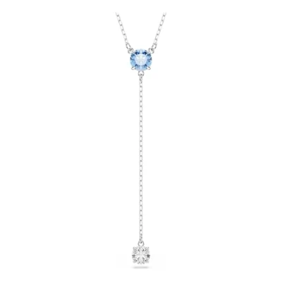 Image of Swarovski Silver Stilla Attract Blue Round Cut Y Necklace