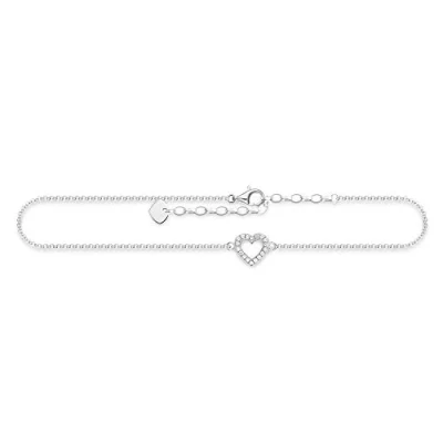 Image of Thomas Sabo Women Anklet Heart 925 Sterling Silver AK0007 051 14 L27v
