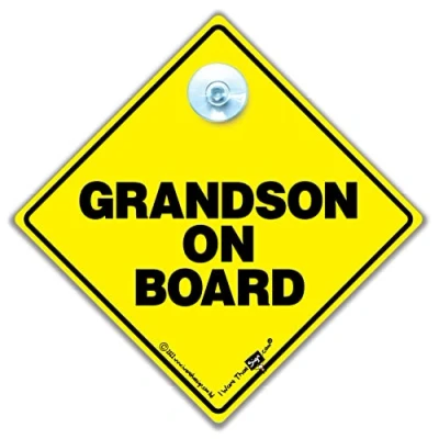 Image of Grandson on Board Sign, Grandchild Baby Car Deter Tailgaters With This in Sign 14cm x