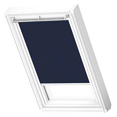 Image of VELUX Original Roof Window Blackout Blind for CK04, Dark Blue, with White Guide Rail