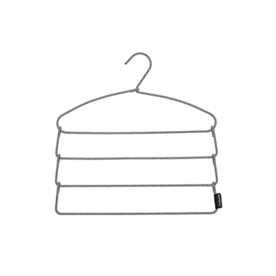 Image of Brabantia Trouser Hanger Non Skid Fabric Coating 4 Pieces on 1 Space Saving Organiser Soft Touch Wardrobe Accessory Clothes Rack Essentials Black/White 42.5 x 41.5 1.5 cm