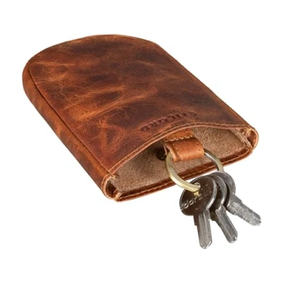 Image of STILORD &#039;Monty&#039; Key Case Leather with Ring and Fob Vintage Pouch Large for Women Men Holder in Genuine Leather, Colour:Kara Cognac