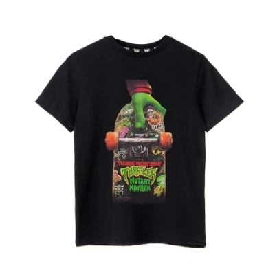 Image of Teenage Mutant Ninja Turtles Boys T Shirt Black Mayhem Skateboard Graphic Tee for Kids Comfortable &amp; Action Ready Short Sleeve Top TMNT Movie Merchandise Gift Children
