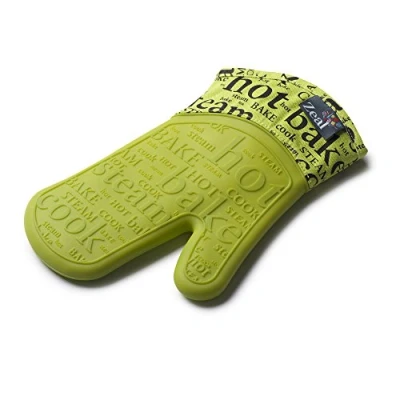 Image of Zeal Silicone Heavy Duty Single Oven Mitt Glove, Lime Green (29 cm Long) Script