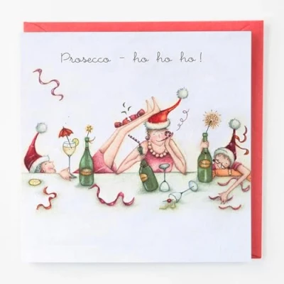 Image of Berni Parker Christmas Card Prosecco ho