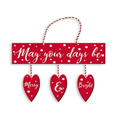 Image of Design Group Wooden Christmas Decoration, Wood, Red &amp; White, Small