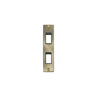 Image of Click Deco 2G MiniGrid Double Aperture Unfurnished Architrave Plate Antique Brass Black Inserts