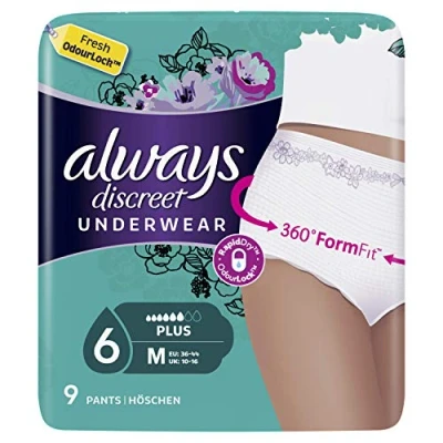 Image of Always Discreet Incontinence Pants for Women, High Absorbency, M, 18 Count