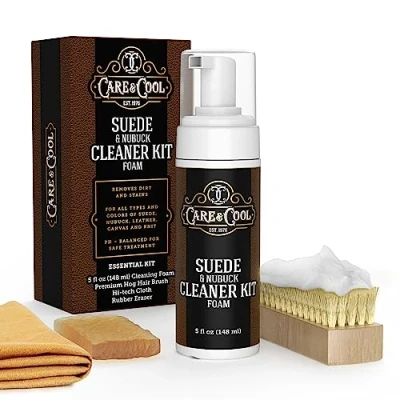 Image of Care &amp; Cool Suede and Nubuck Cleaner FOAM (5 oz) Restores Color Vibrancy to Shoes, Boots, Clothes, Furniture., Neutral, 5 fl oz