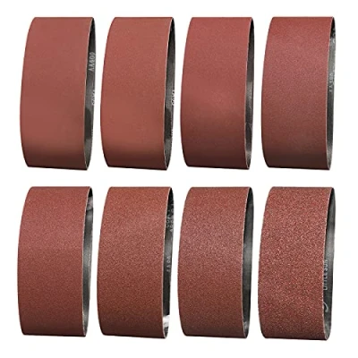 Image of Sruhrak 14 Pcs Sanding Belts 100 X 610mm 1 40/60 &amp; 2 80/120/180/240/320/400 Grits Abrasive for Grinding Polishing and Derusting, Suitable 610X100 Belt Sander