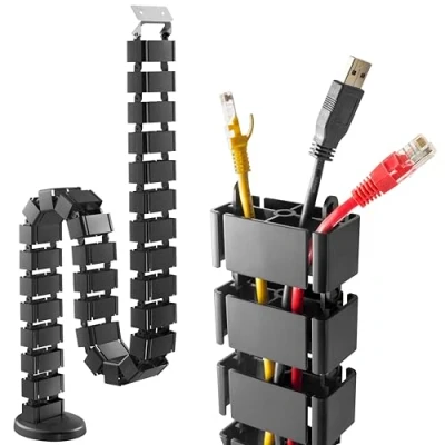 Image of RICOO Cable Duct Universal Management for Desk System Z0101 B Length 128 cm Flexible Spine Guides Tubing Guide Black