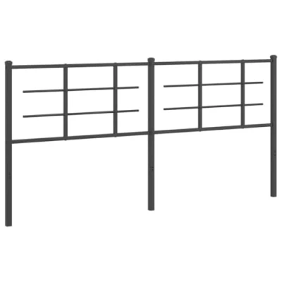 Image of vidaXL Metal Headboard for Bedroom Black, Steel Construction Bed Header, 187x3x90 cm, Fits 180 cm Wide Mattress Stylish &amp; Supportive