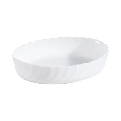 Image of Luminarc Trianon 06965 Tart Mould Round 26 cm Baking Roasting Tray Tempered Glass Dish Oven Microwave Dishwasher Safe White Modern, Glass, White, 22