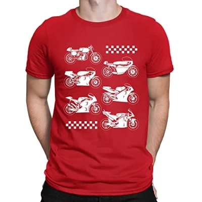 Image of Evolution of The GP Motorbike Racing Biker Mens T Shirt Red (L)