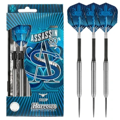 Image of Harrows Assassin Tungsten Pro Darts Steel Set with Carry Case 1840 g, All Weights Includes Alamo Shafts, 100 Micron Prime Flights, and Travel 21g