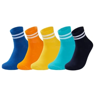 Image of CityComfort Mens Socks Pack of 5 or 6 Striped Crew for Men and Teenagers Soft Breathable Work Sports Gym Casual Size 12 (Multi, 9/12 UK, 5)
