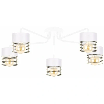 Image of Royal Multi Arm Semi Flush Ceiling Light White, Gold, 70cm, 5x E27