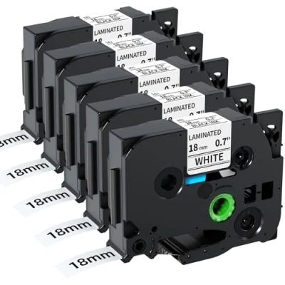 Image of Fimax Compatible Tape TZe 241 18 mm Replacement for Brother P Touch Tze241 Label PT D450VP PTD400 PTE300VP PTE500VP P900W P950NW PTD600VP P750W, Black on White