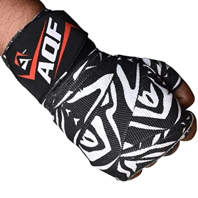 Image of AQF Boxing Hand Wraps Bandages Inner Gloves Muay Thai MMA UFC[Zebra Stripes]