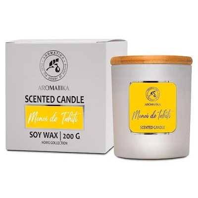 Image of Scented Candle Monoi de Tahiti 200g Home Aromatherapy Relax Scent Air Freshener Exotic Soy Wax Glass Gift Idea For Mother&#039;s Day Birthday Christmas