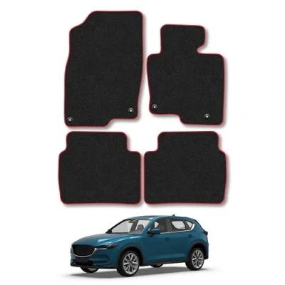 Image of Car Mats Compatible with Mazda Cx5 (2017 ) Tailored Fit Red Carpet Floor Set Accessory Custom 4 Pieces Anti Slip Backing &amp; Binding Trim Edge