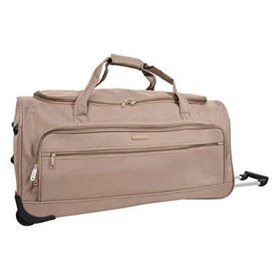 Image of Large Travel Duffle 28&quot; Wheeled Holdall Soft Lightweight Luggage Trolley Bag Marco (Beige)