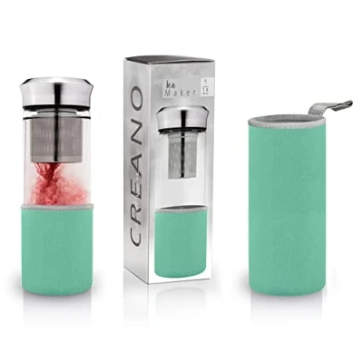 Image of Creano &quot;Teamaker tea bottle to go from glass with strainer for loose 400ml (Turquoise)