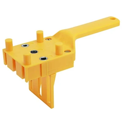 Image of Handheld Dowel Jig, Woodworking Doweling Jig Wood Drilling Hole Saw Tools with Metal Sleeve Drill Guide Kit Positioning Pin Fixture Set Centre Point Pins Bit Joiner for Straight Holes