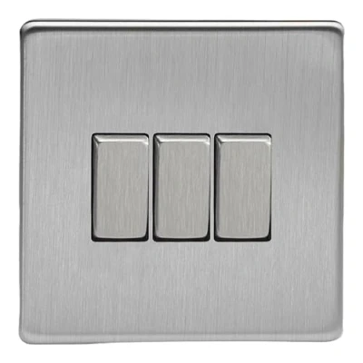 Image of Lumilife Varilight XDS3S Light Switch Brushed Steel,86x86x25mm