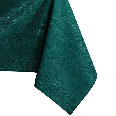 Image of AmeliaHome Tablecloth 140 x 340 cm, Stain Protection, Lotus Effect, Washable, Water Repellent Table Cloth, Vesta Ornament, Bottle Green