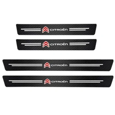 Image of FBVVYTK 4 PCS Car Sill Protector, for Citroën Berlingo 3 (III) I 2018 2024 Self Adhesive Carbon Fiber Auto Kick Plates Scuff Guard,Car Door Steps Protector,C