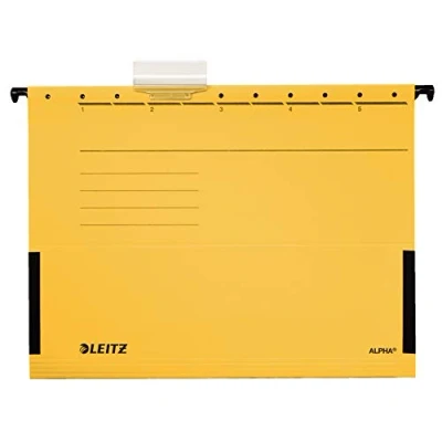 Image of Leitz Alpha 19863015 Suspension Files with Side Hooks Pack of 5 Coloured Card Yellow