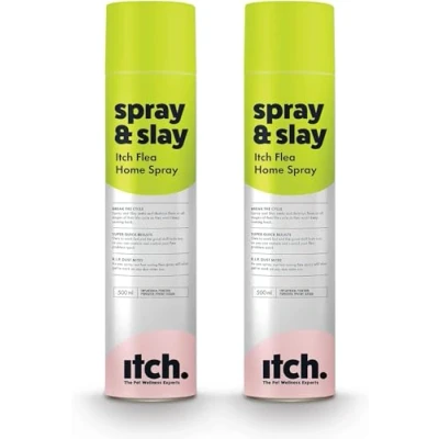 Image of Itch Flea Home Spray Kills Fleas, Larvae, Eggs and House Dust Mites Fast Acting Odourless 500ml Pack of 2