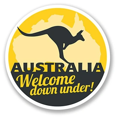 Image of 2 x Australia Vinyl Sticker Bike Laptop Travel Luggage Kangaroo Gift Map #4339 (10cm 10cm)