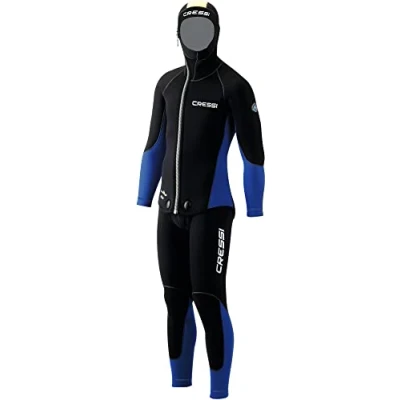 Image of Cressi Men&#039;s Medas 5mm Two Piece Neoprene Wetsuit Jacket Longjohn Black/Blue, Large