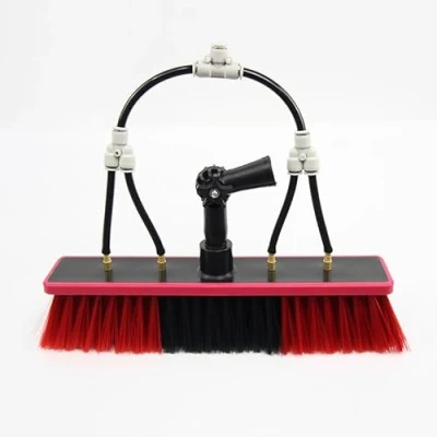 Image of Window Cleaning Brush Head with Angle Adapter for Water Fed Pole Solar Panel Washing Flow Through compatible 3/4″ ACME/Euro German Thread（Without Pole） (brush 350)