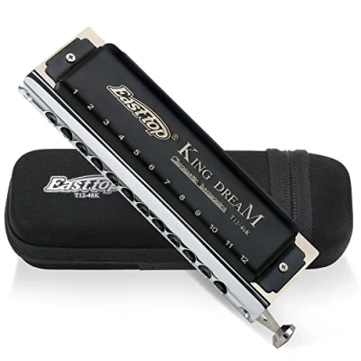 Image of East top Chromatic harmonica in C, 12 Holes 48 Tones Mouth Organ for Adults, Professionals and Students (48K)