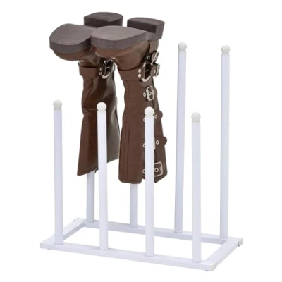 Image of Pristine White Boot Rack For Wellys, Shoes &amp; Boots Holds 4 Pairs of Wellies Boots.