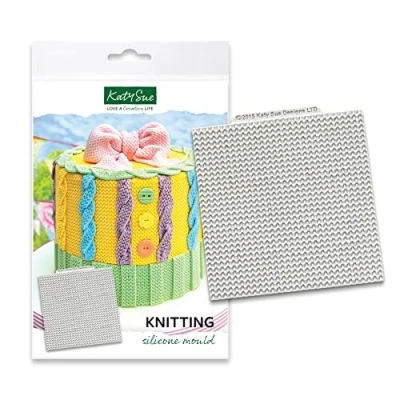 Image of Knitting Design Mat Silicone Mould for Cake Decorating, Crafts, Cupcakes, Sugarcraft, Candies, Card Making and Clay, Food Safe Approved, Made in The UK