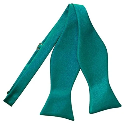 Image of DQT Men Self Tied Plain Satin Tuxedo Bow Tie Teal