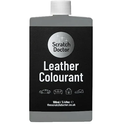 Image of Scratch Doctor Leather Colourant Restore &amp; Repair Faux Vinyl Paint for Furniture Sofas Car Seats Shoes Handbags (Grey, 100ml)