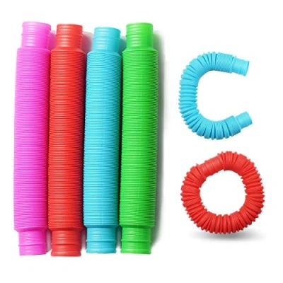 Image of 6 Pack Pop Tubes Sensory Toy, Multi Color Stretch Pipe Toys for Kids Stress and Anxiety Relief