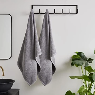 Image of Catherine Lansfield Quick Dry Cotton Bath Sheet Pair Grey