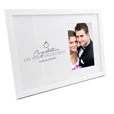 Image of Personalised Congratulations on your Engagement White Photo Frame For A 6&quot; x 4&quot; Picture