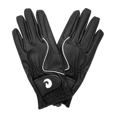 Image of Oypla Coco Equestrian Black (S) Ladies Breathable Synthetic Leather Horse Riding Gloves