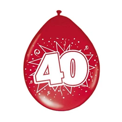 Image of Folat 21475 Red 40th Birthday/Anniversary Balloons Ruby 8 Pieces