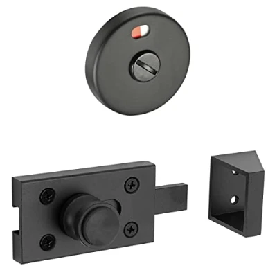 Image of Matte Black Aluminium Cubicle Door Lock with Buffer Indicator Release and Keep for Toilet Cubicles