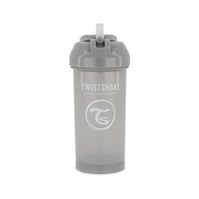 Image of Twistshake Baby Sippy Cup with Straw 360ml Leak Proof Water Bottles Non Spill Toddler BPA Free Training for Kids Pastel Grey