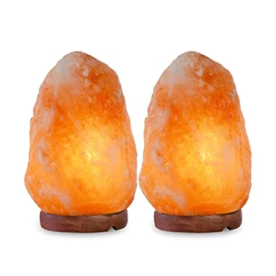 Image of 2 x Himalayan Pink Salt Rock Crystal LAMP 3 5KG Natural Healing IONIZING Lamps
